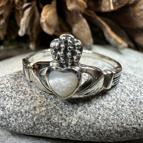 Aurora Irish Claddagh Ring with Mother of Pearl