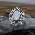 Celtic Starglow Moonstone Ring in Sterling Silver