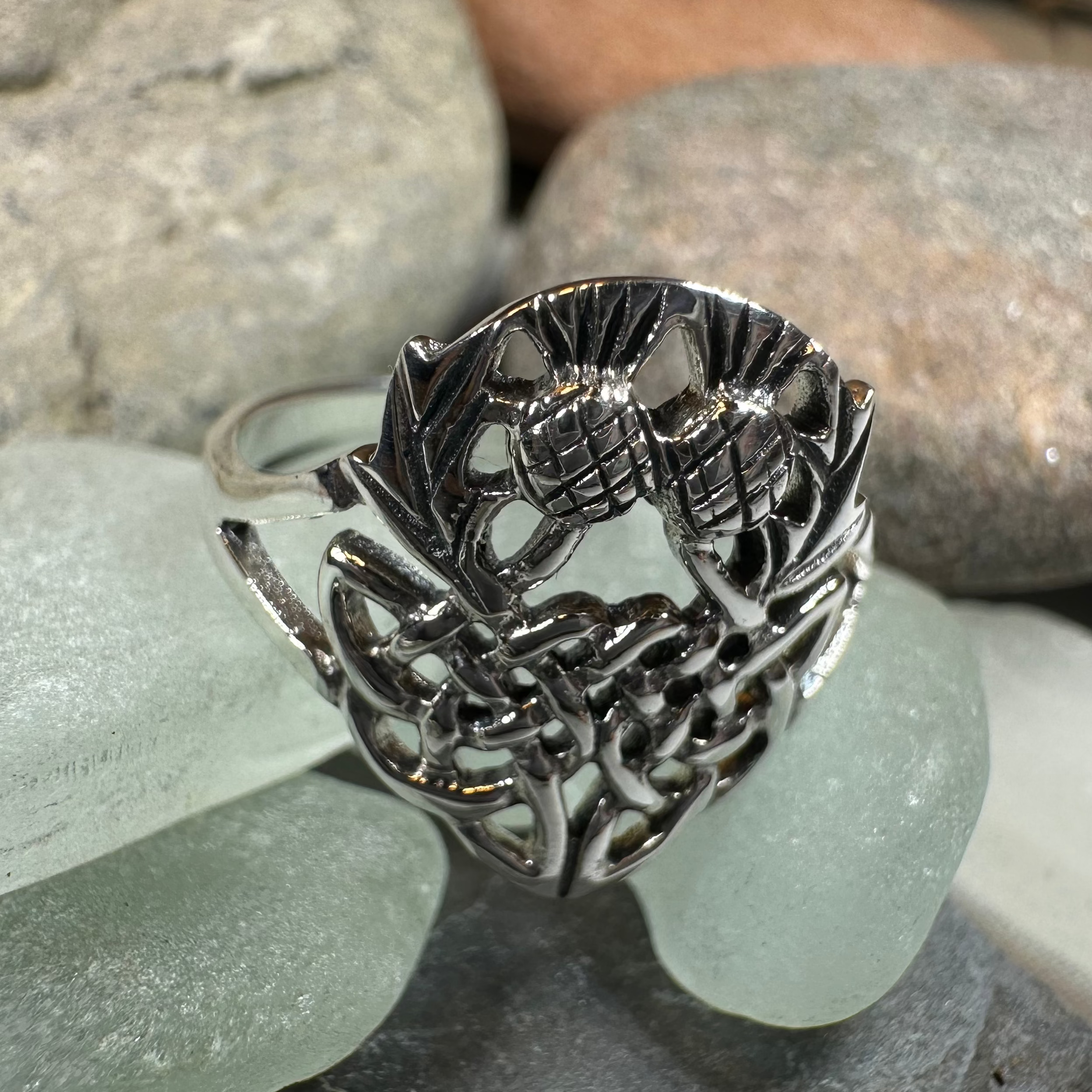 Ainslee Scottish Thistle Ring in Sterling Silver