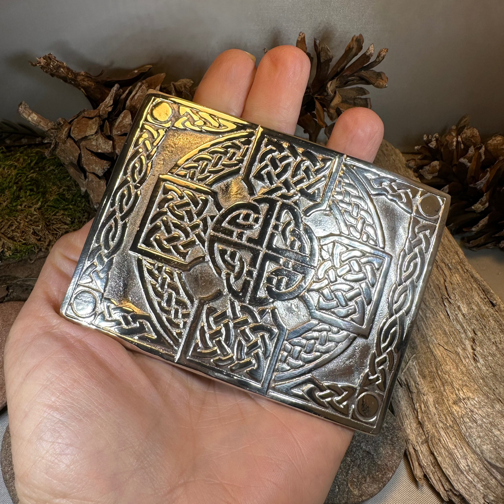 Celtic Cross Kilt Belt Buckle - Handmade in Scotland