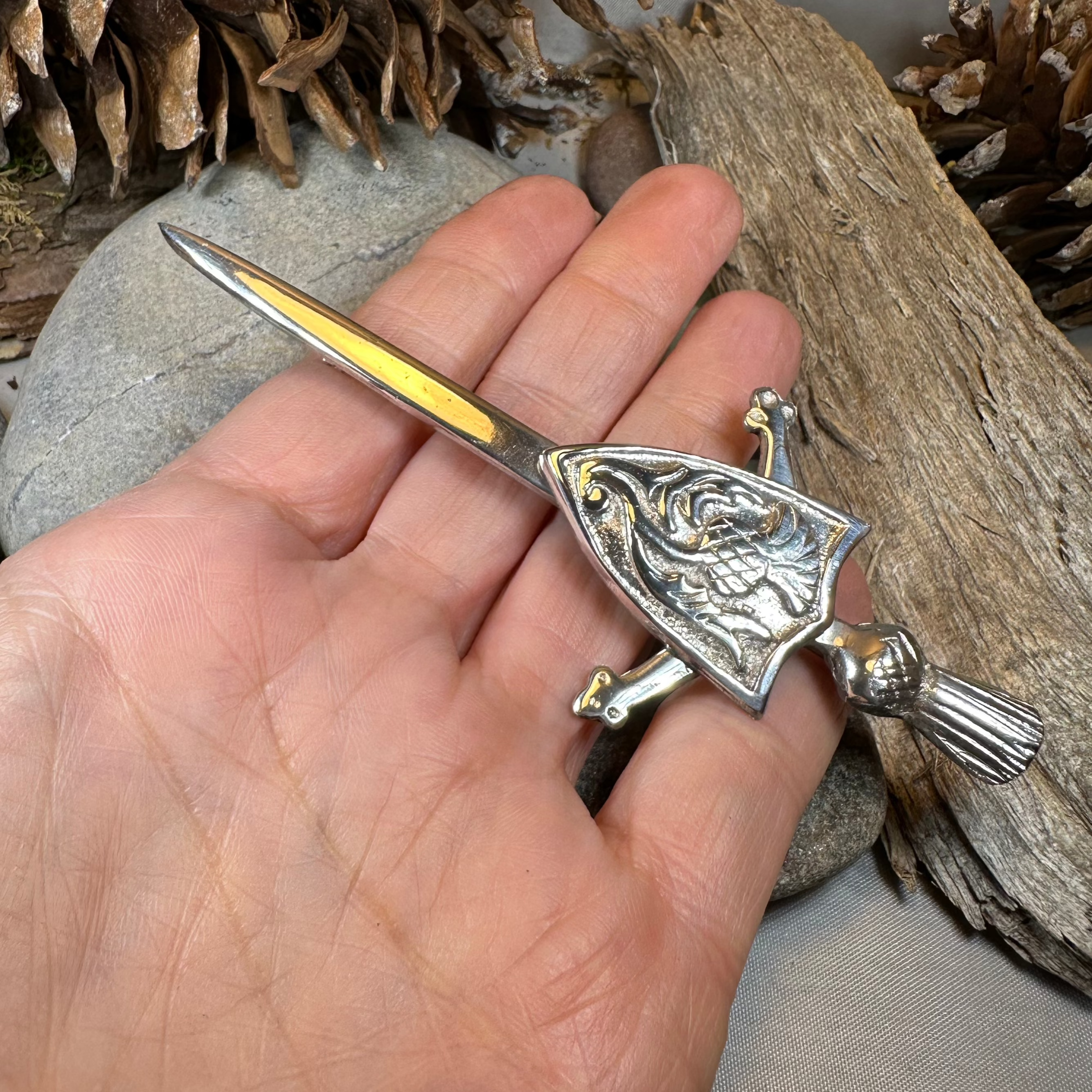 Alban Thistle Shield Kilt Pin - Handmade in Scotland