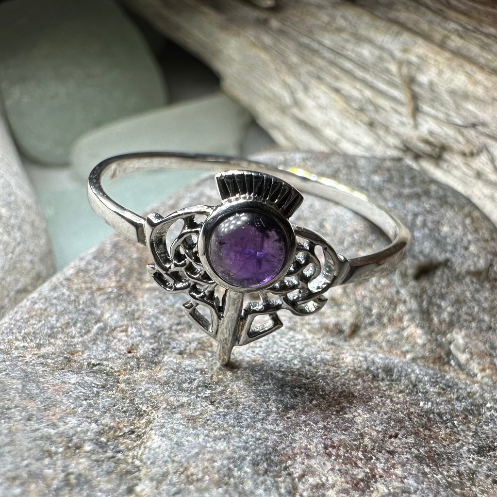 Ailsa Scottish Thistle Amethyst Ring