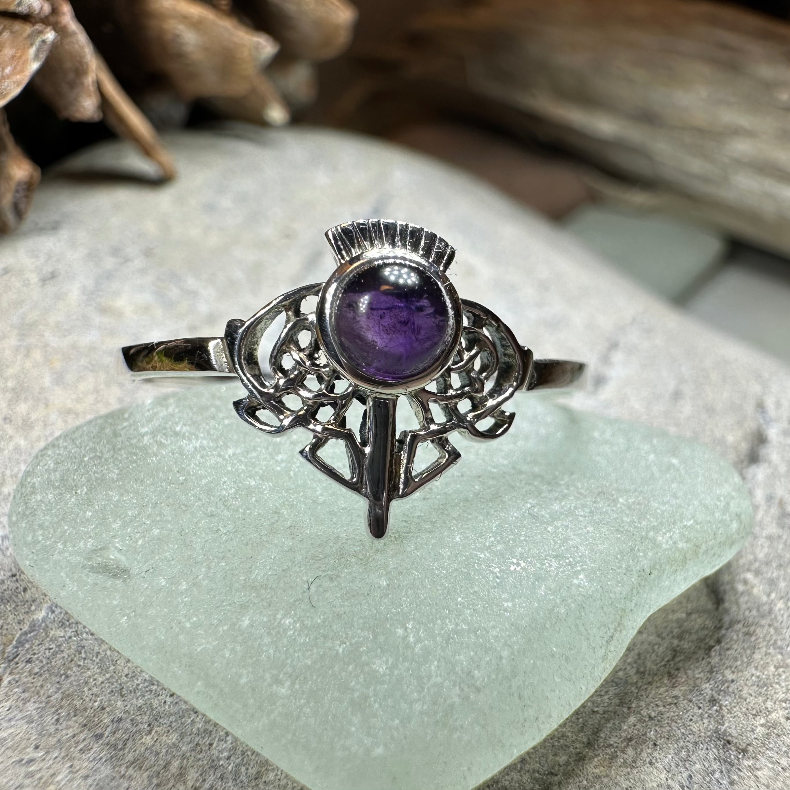 Ailsa Scottish Thistle Amethyst Ring