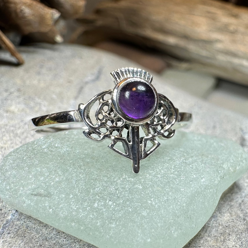 Ailsa Scottish Thistle Amethyst Ring