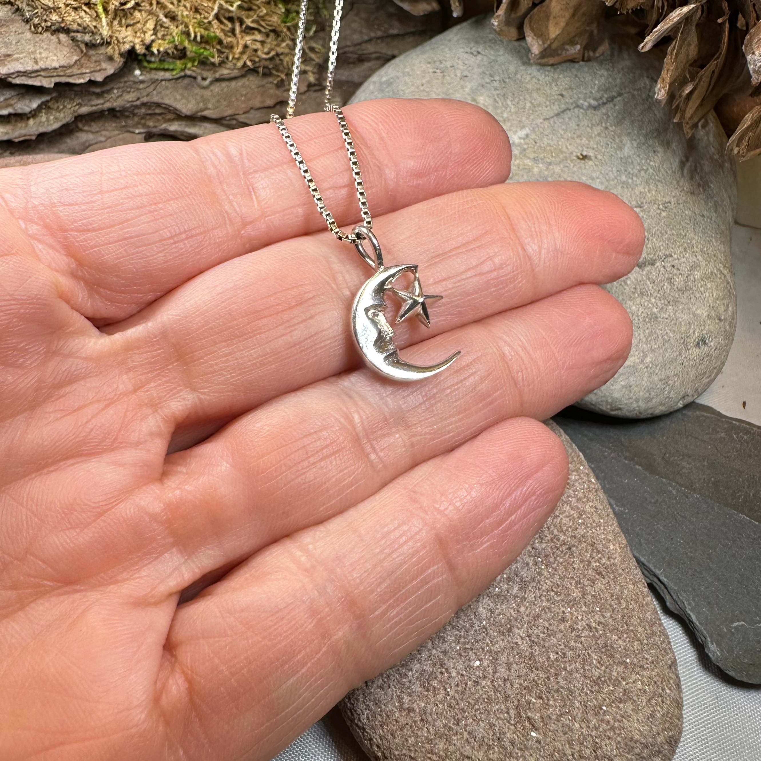 Petite Moon and Star Necklace