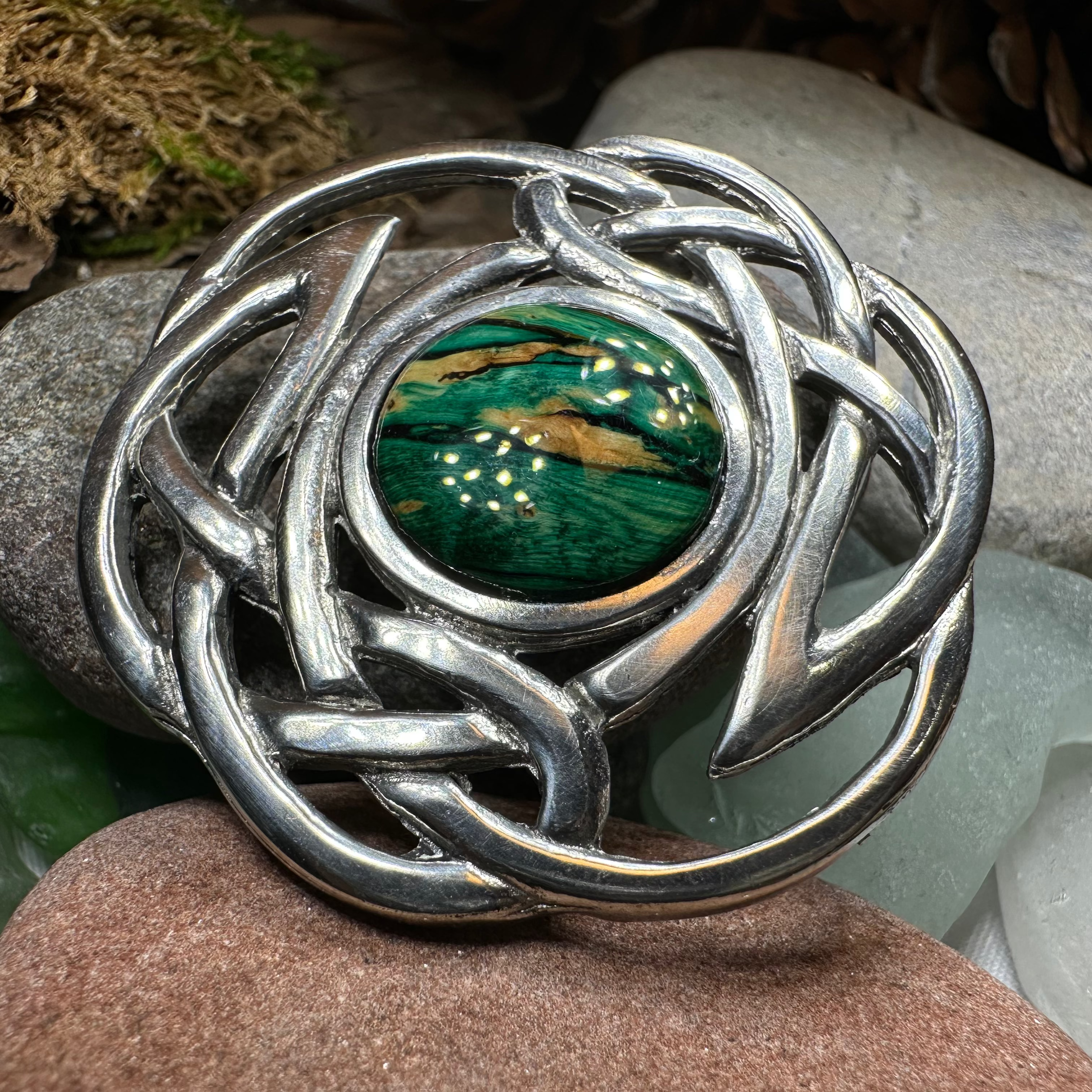 Elegant Heathergems Celtic Knot Brooch - Handmade in Scotland