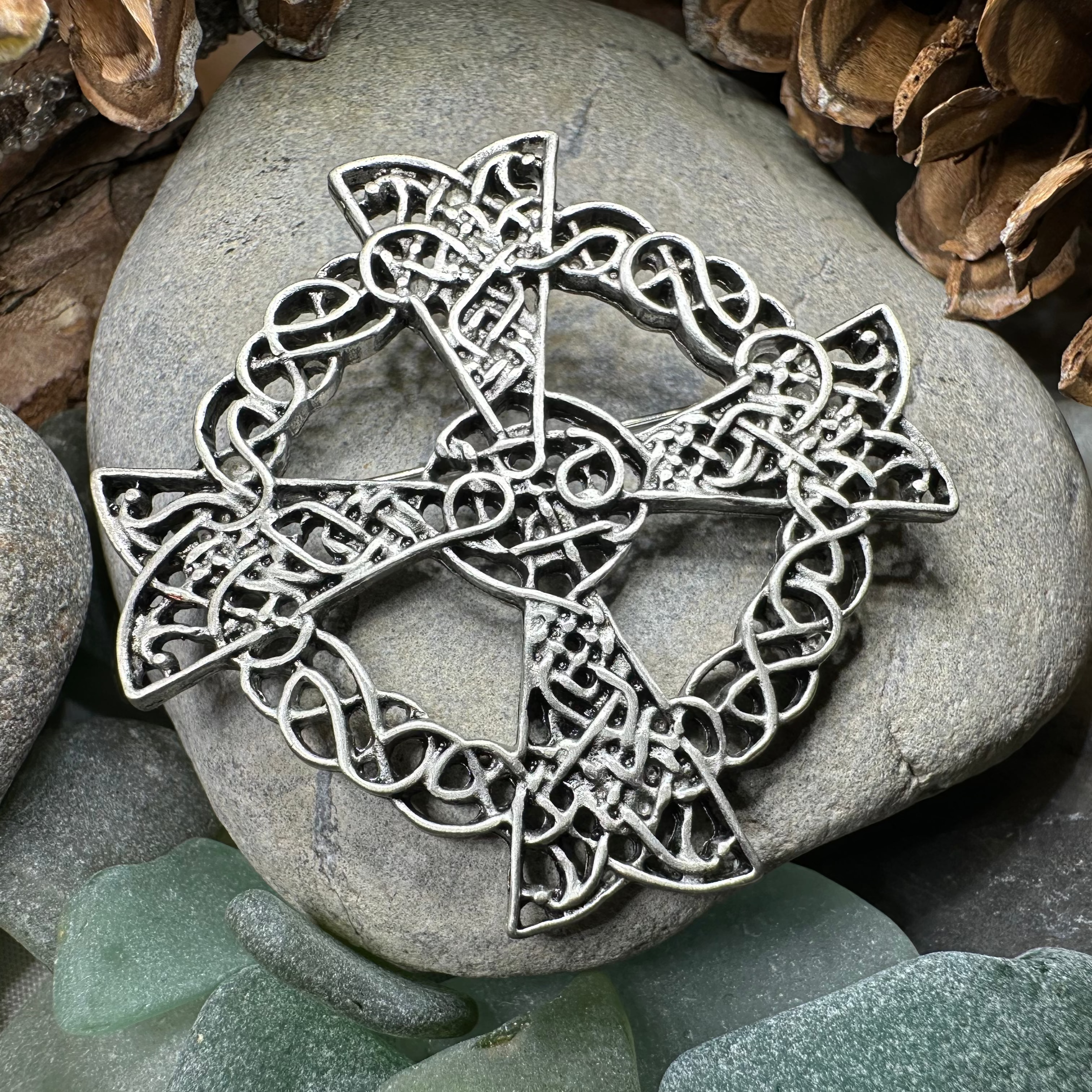 Pewter Celtic Cross Brooch
