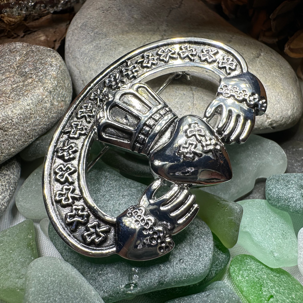 Claddagh Shamrock Brooch