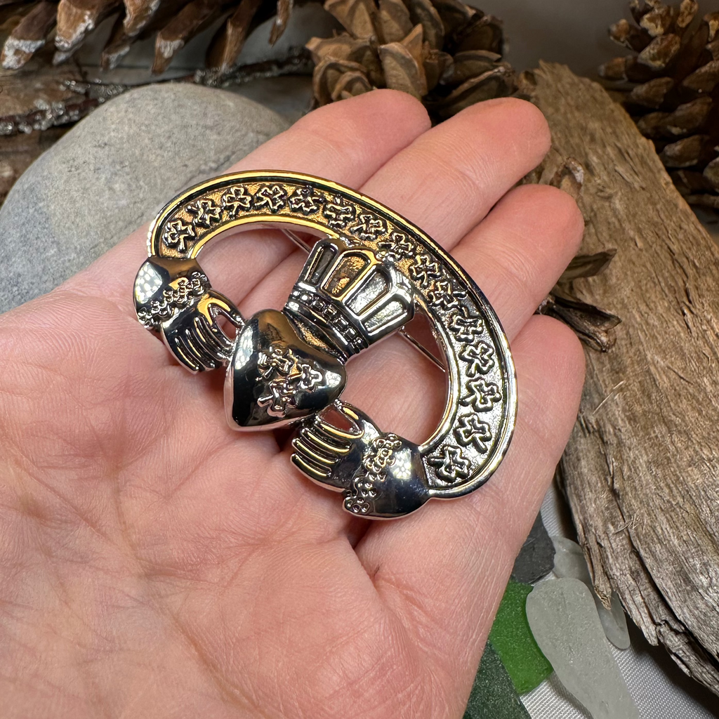 Claddagh Shamrock Brooch