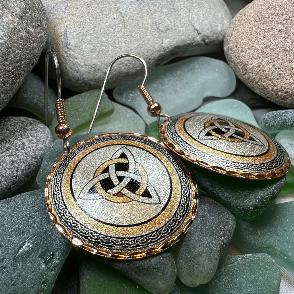 Fredegund Celtic Trinity Knot Copper Earrings