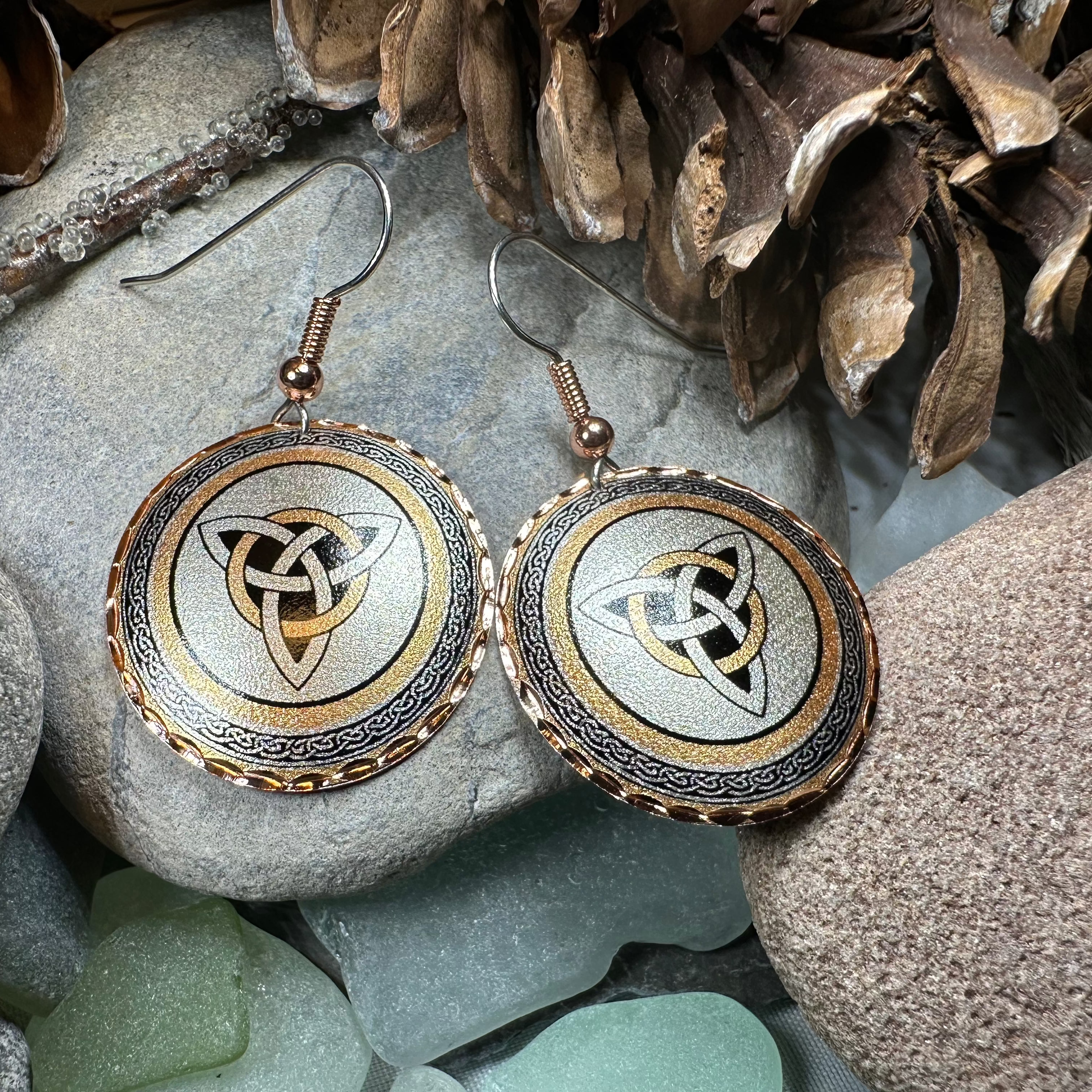 Fredegund Celtic Trinity Knot Copper Earrings