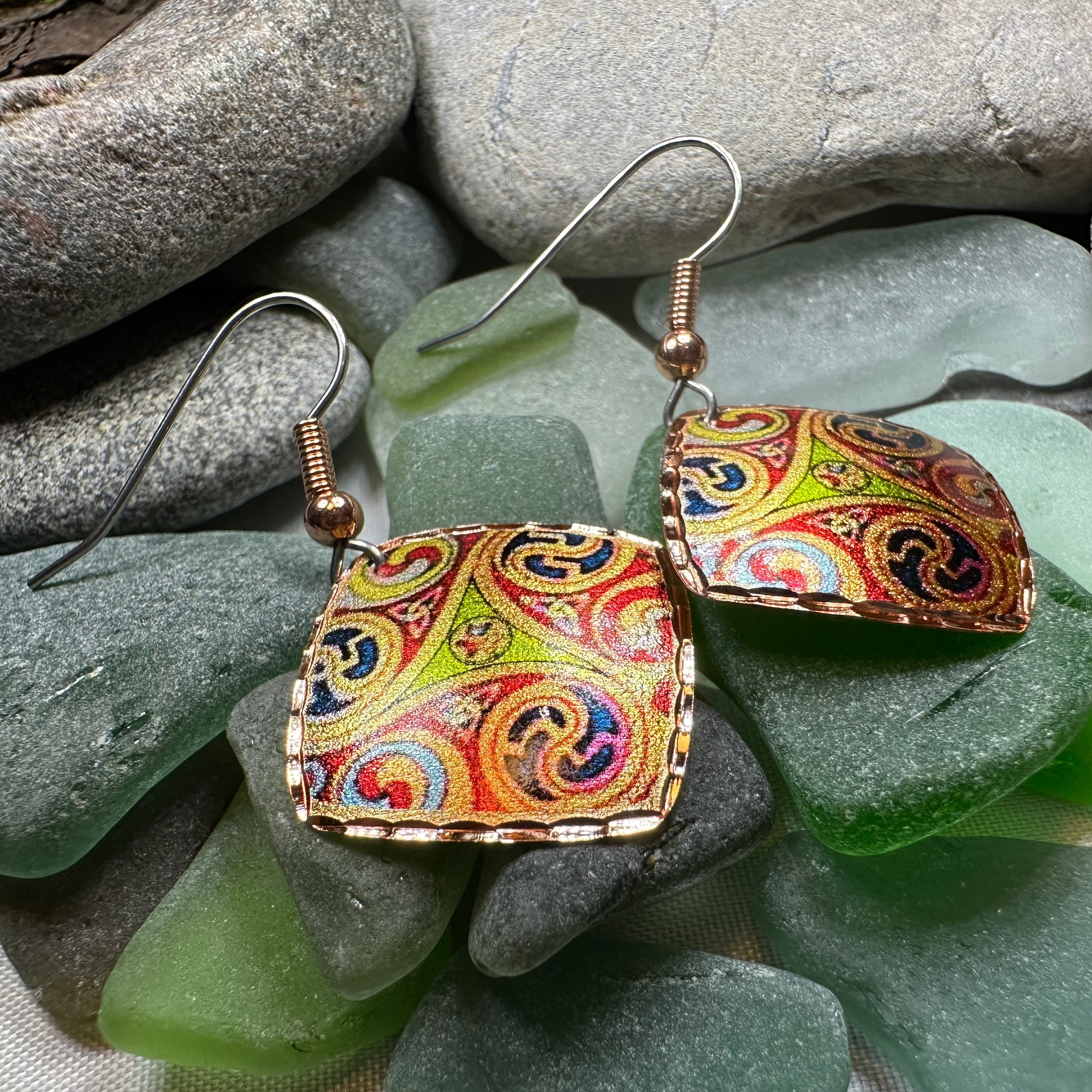 Windrider Celtic Spiral Copper Earrings