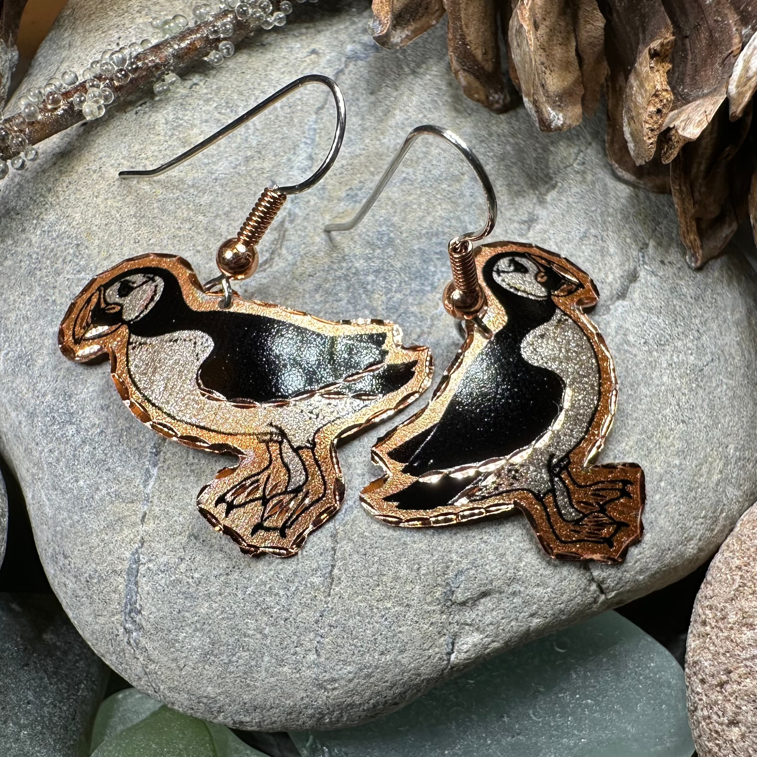 Puffin Copper Earrings
