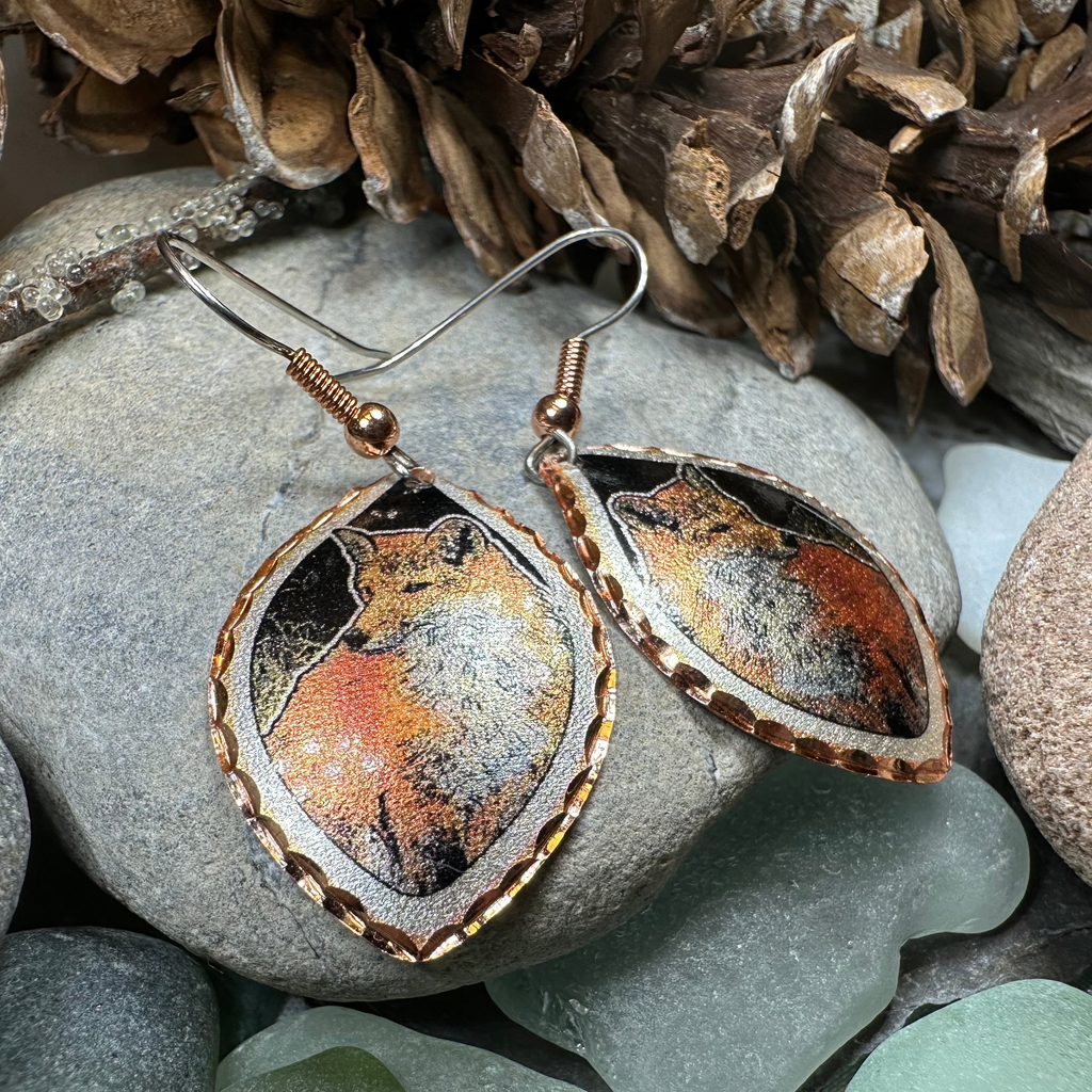 Red Fox Copper Earrings
