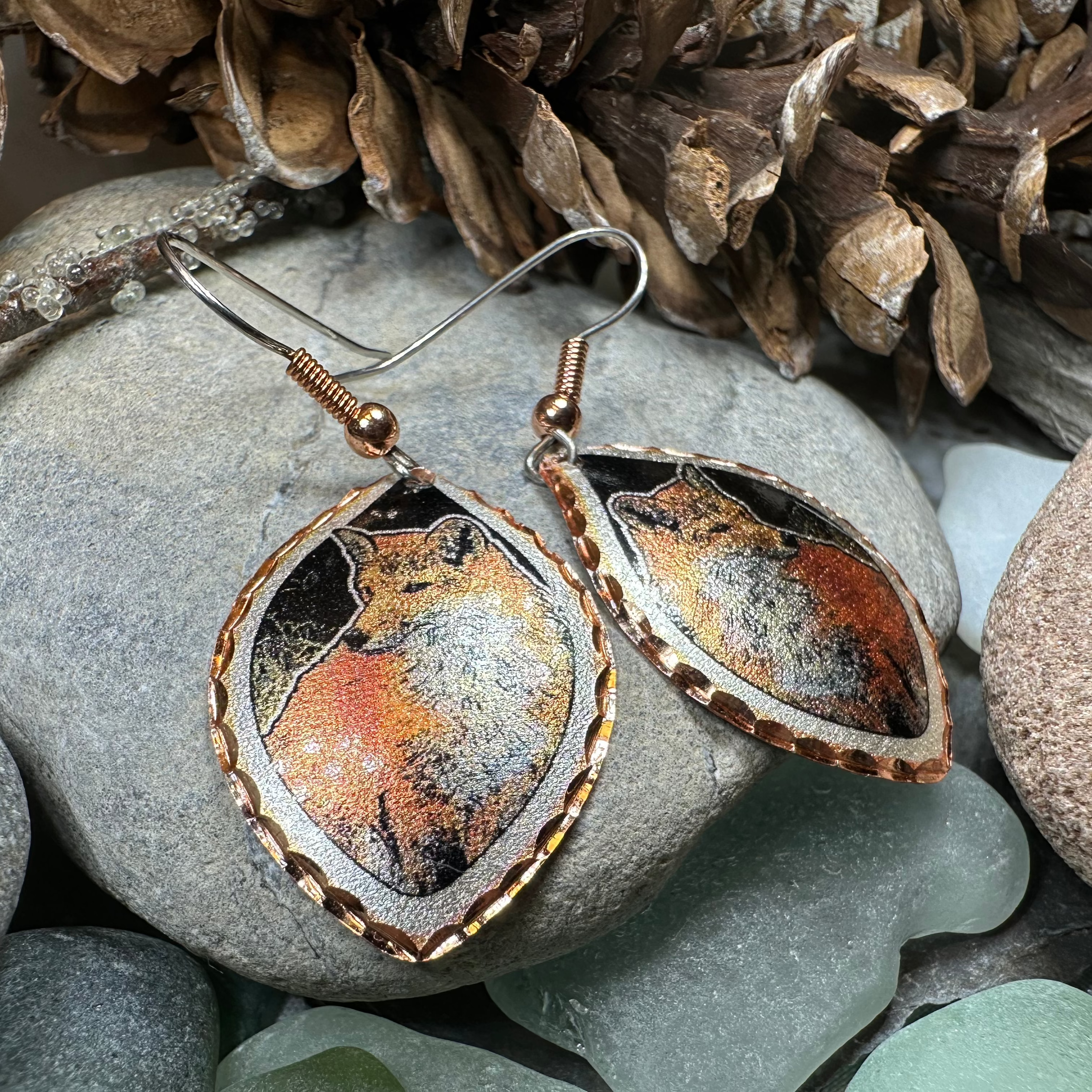 Red Fox Copper Earrings