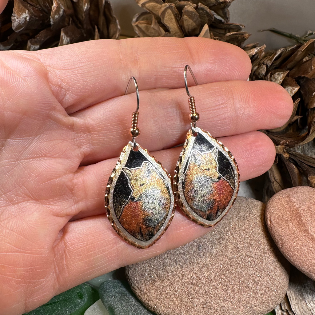 Red Fox Copper Earrings