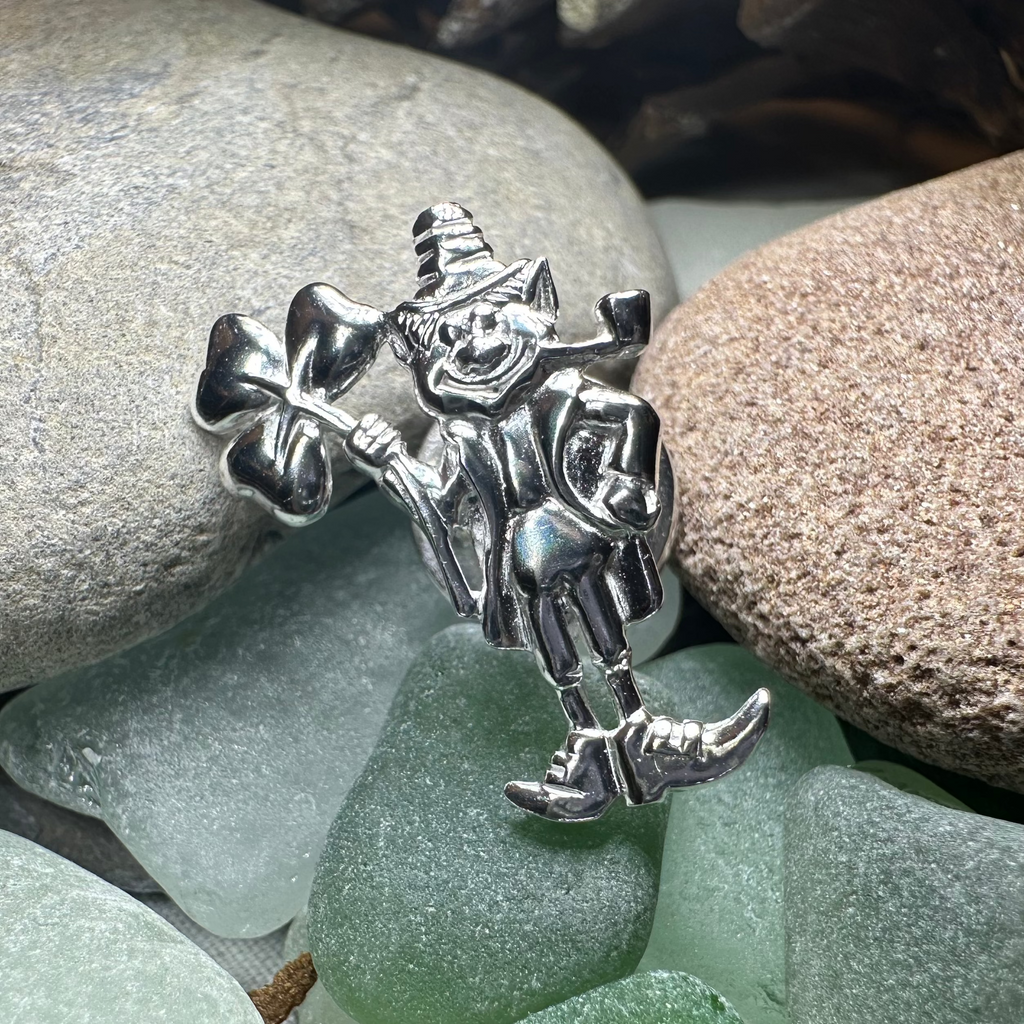 Lucky Leprechaun Shamrock Lapel Pin in Sterling Silver