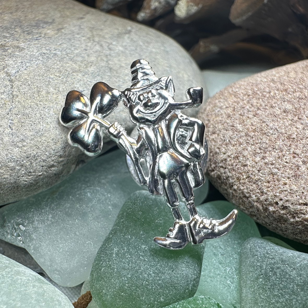 Lucky Leprechaun Shamrock Lapel Pin in Sterling Silver