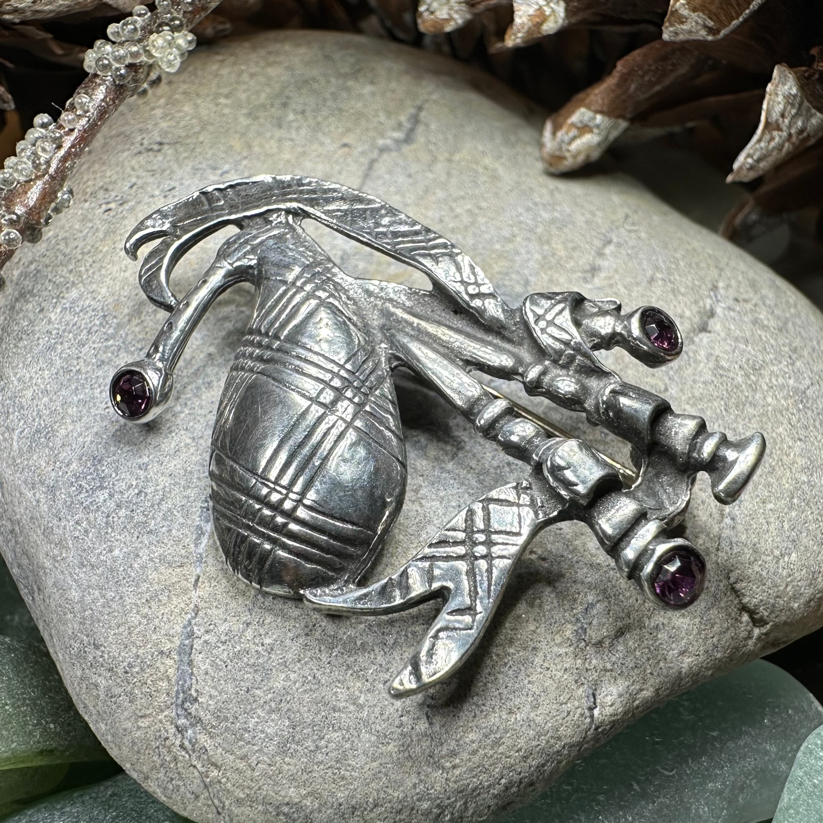 Bagpipes Crystal Brooch