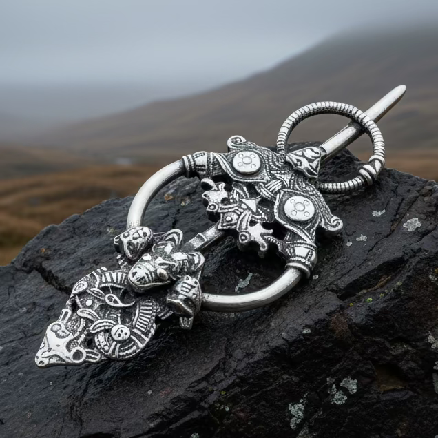 Viking Wolf Celtic Brooch - Handmade in Scotland