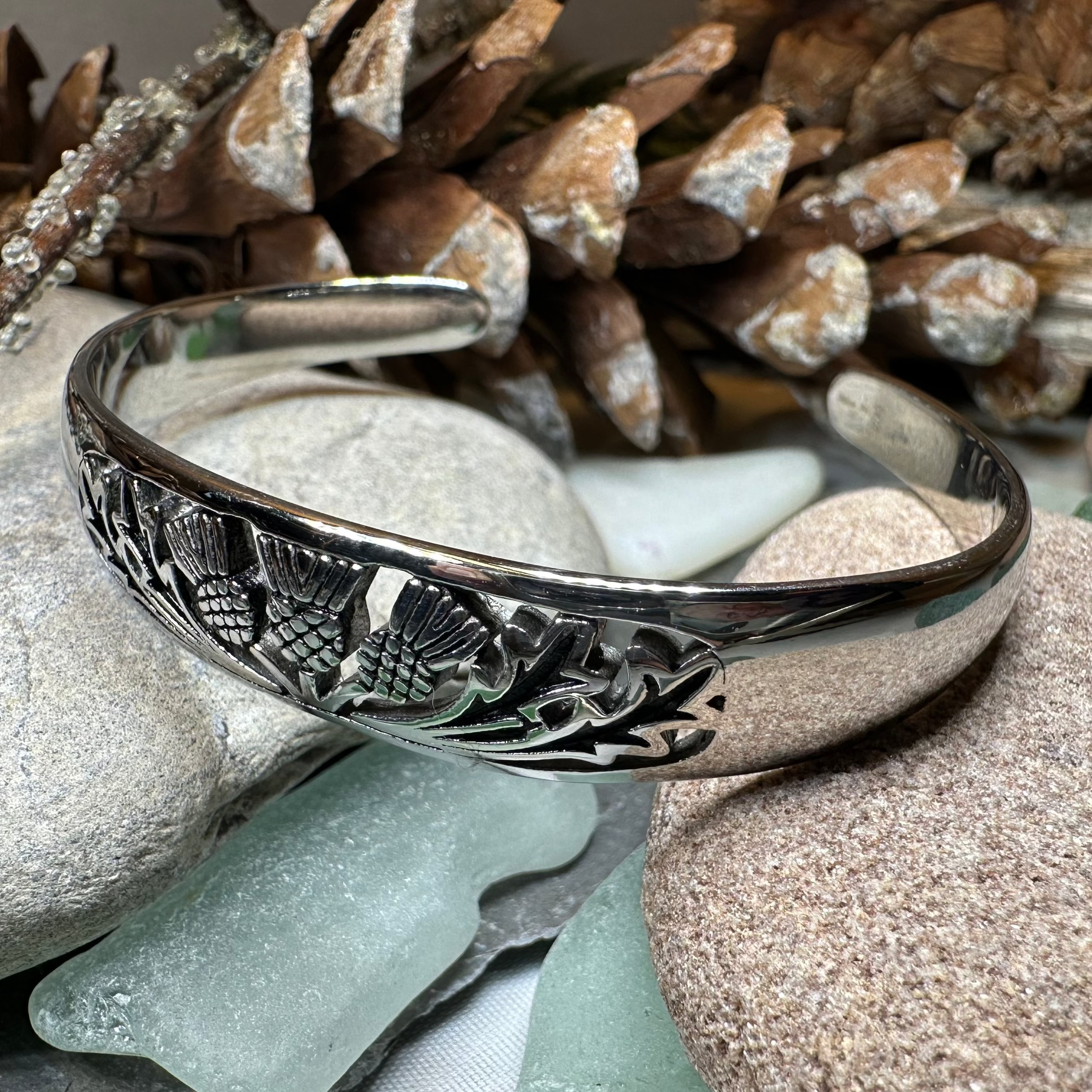 Triple Thistle Cuff Bracelet
