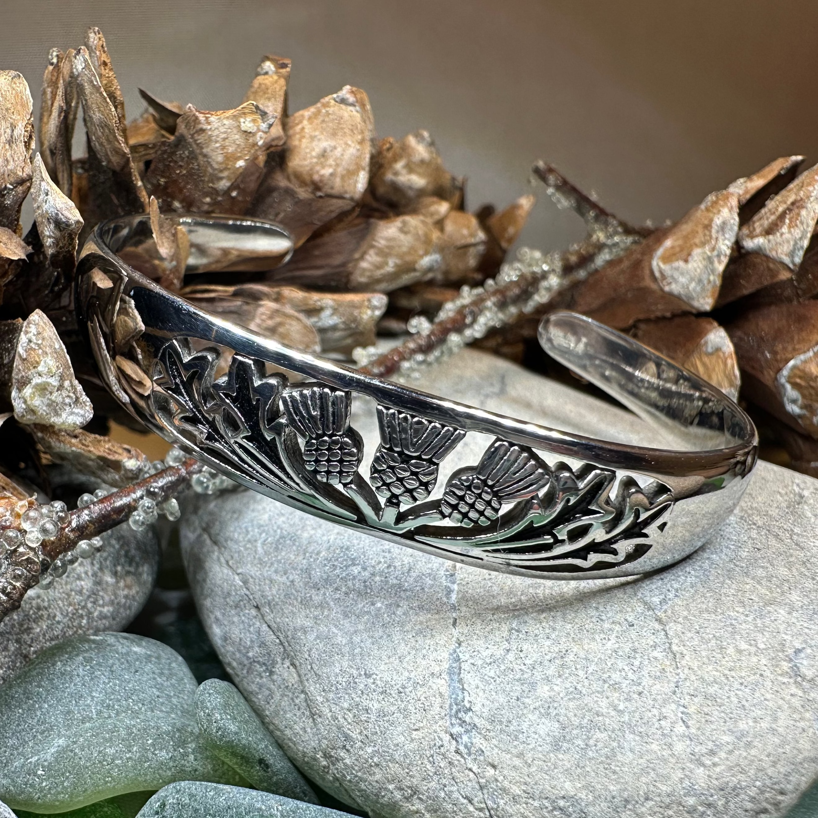 Triple Thistle Cuff Bracelet