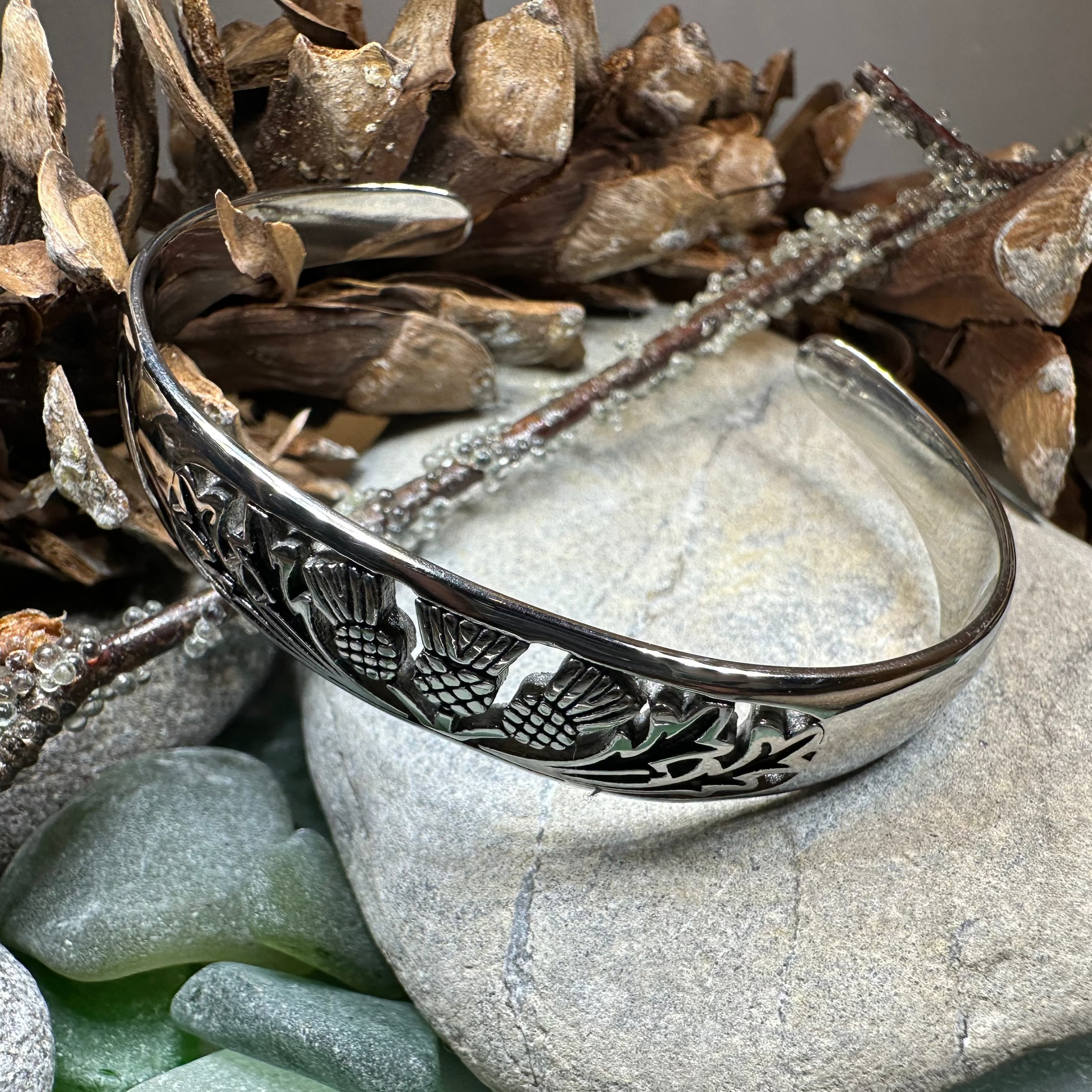 Triple Thistle Cuff Bracelet