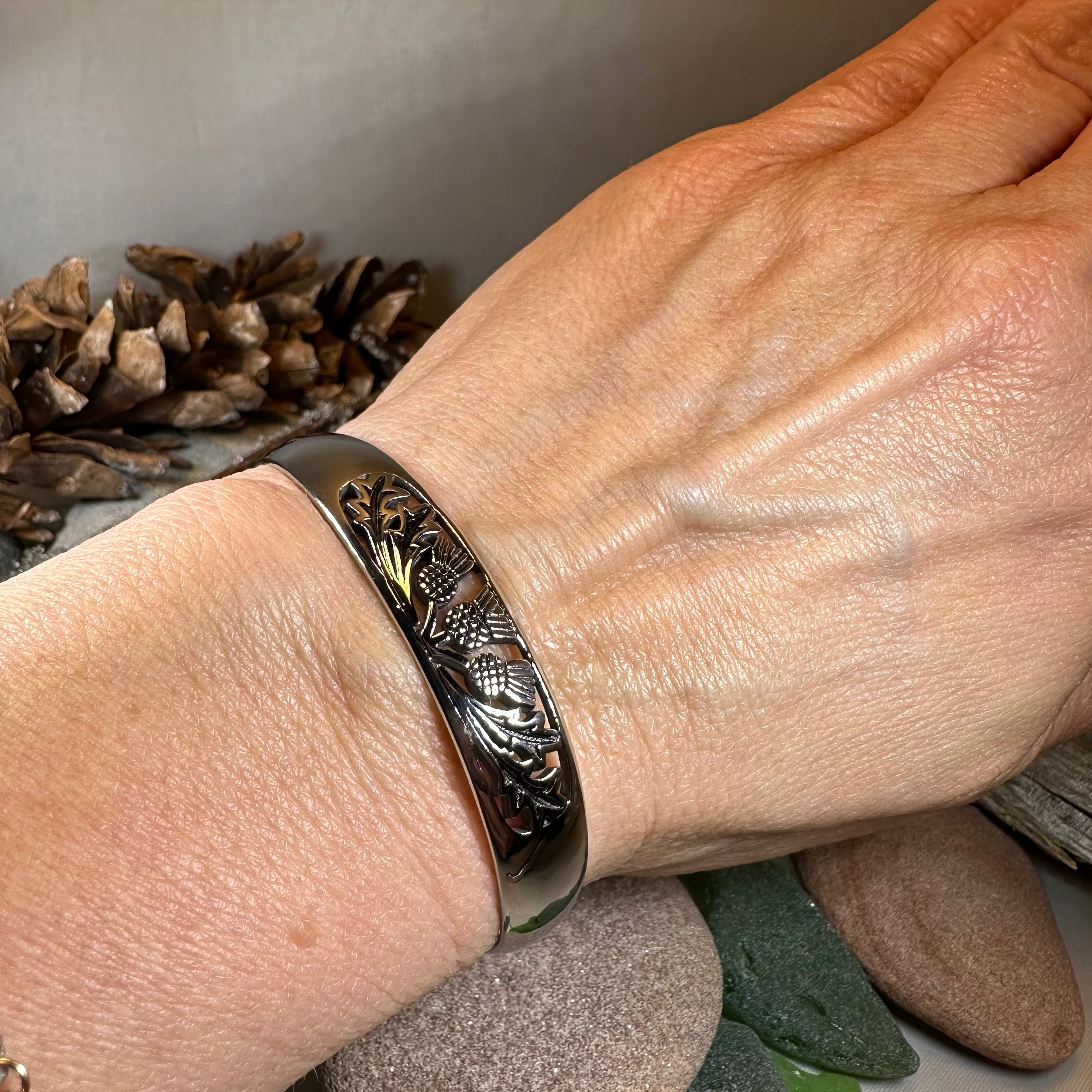 Triple Thistle Cuff Bracelet