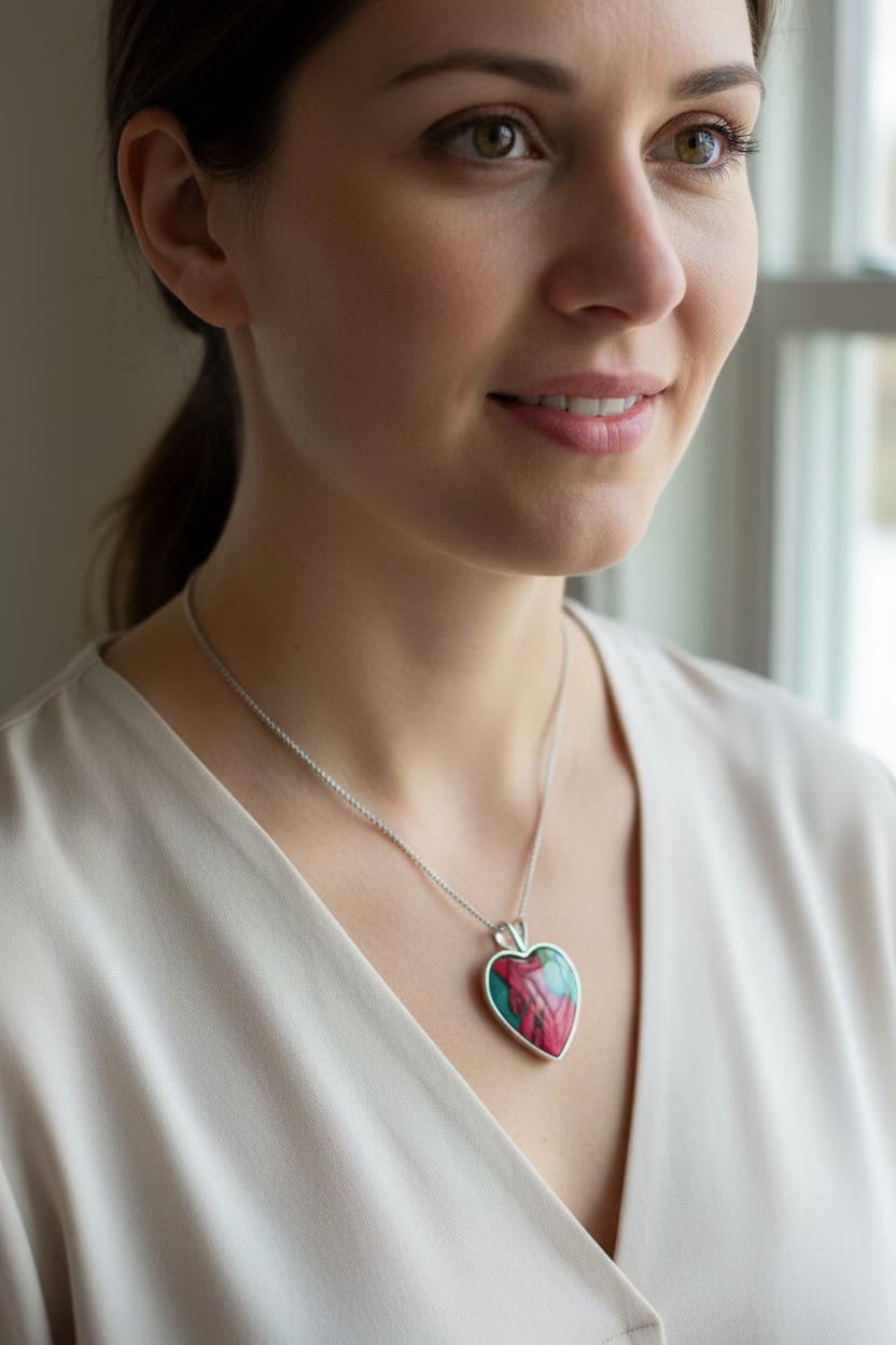 Scottish Heathergems Heart Necklace - Handmade in Scotland