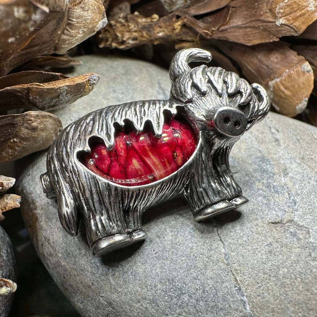 Heathergems Highland Cow Brooch - Handmade in Scotland