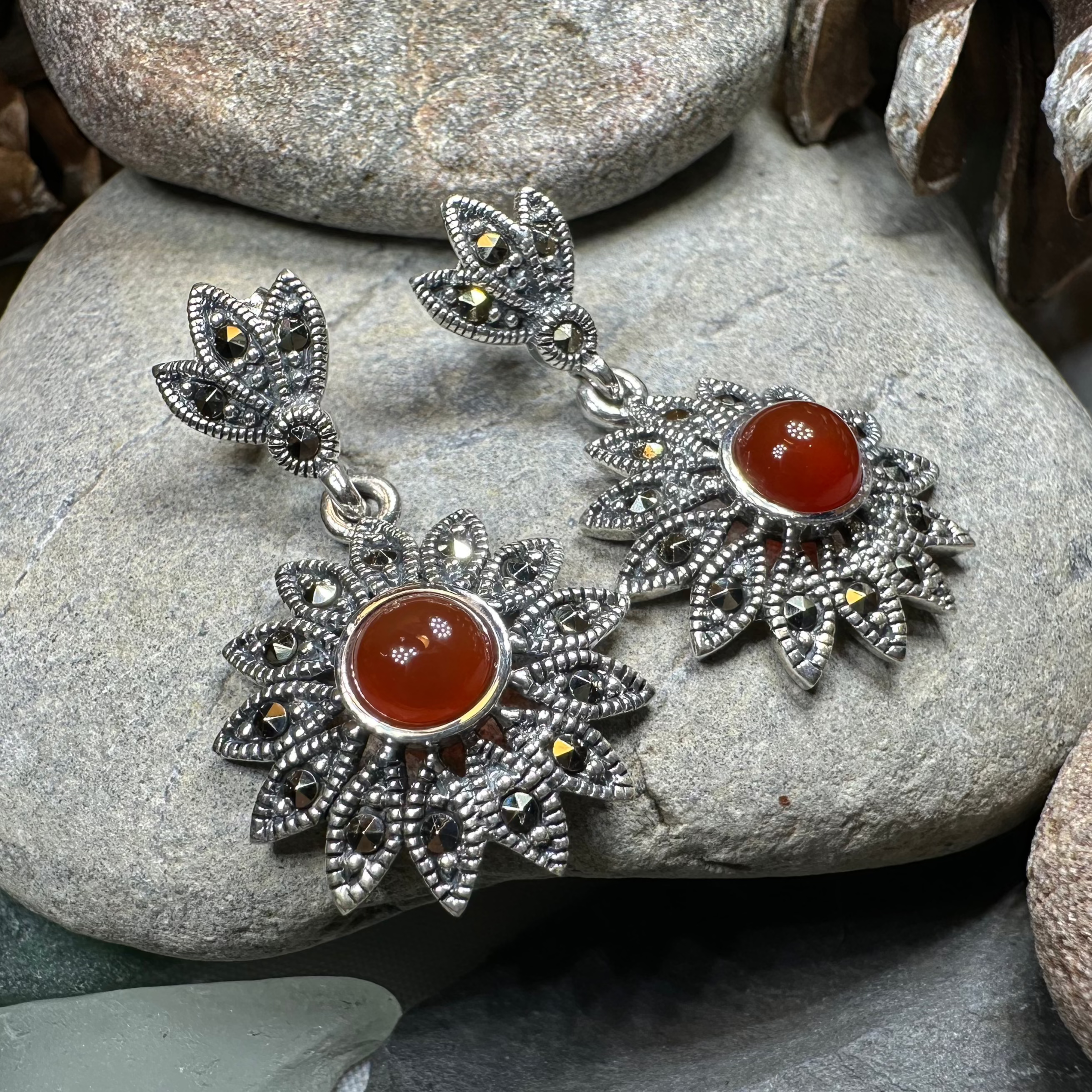 Serene Marcasite Flower Earrings