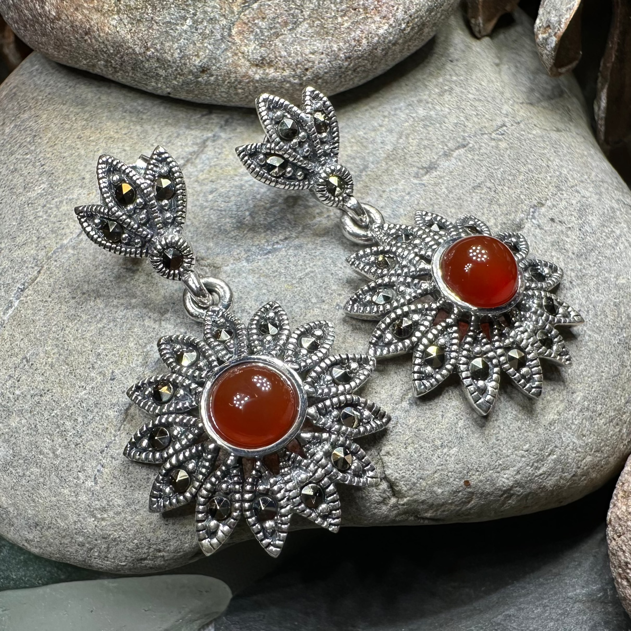 Serene Marcasite Flower Earrings