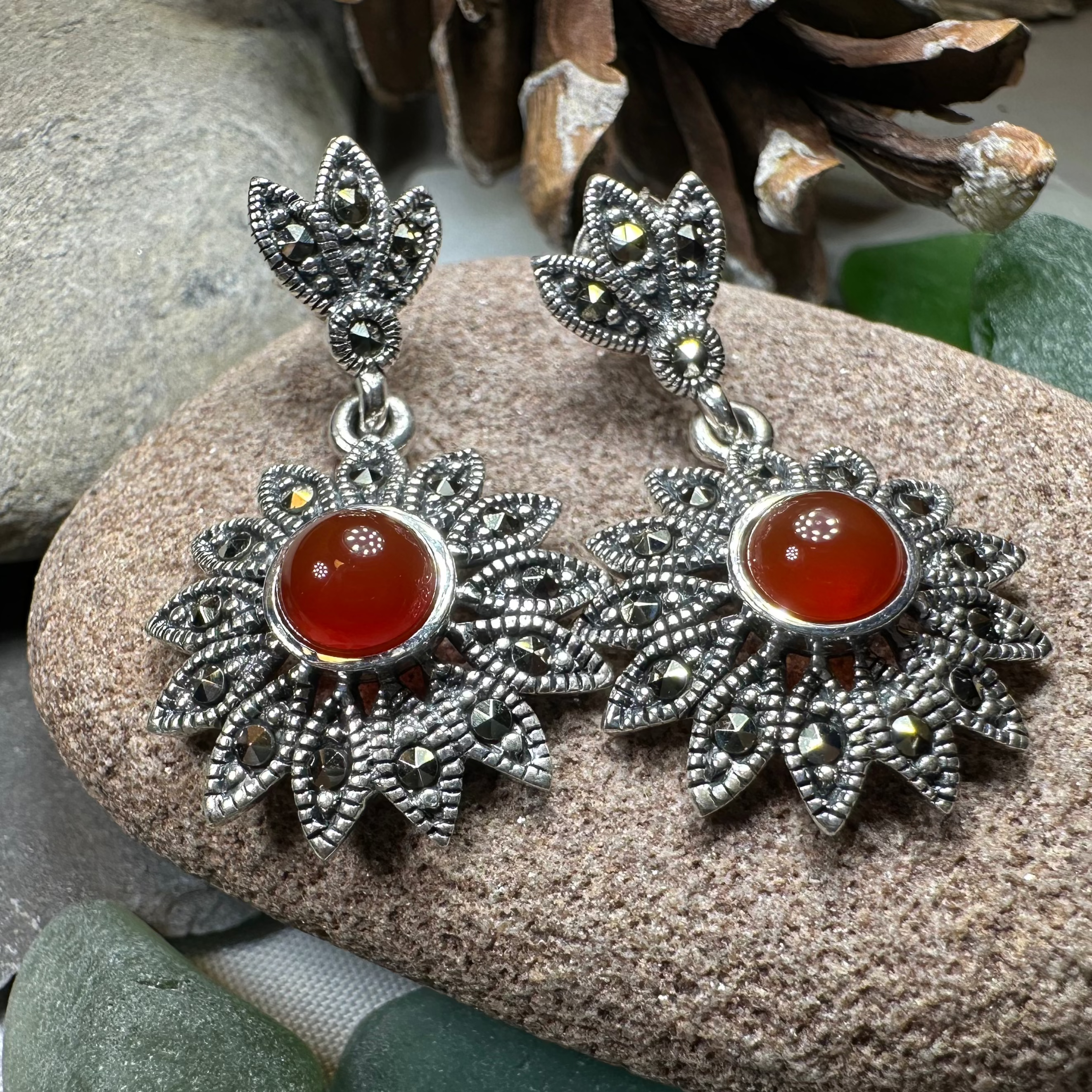 Serene Marcasite Flower Earrings