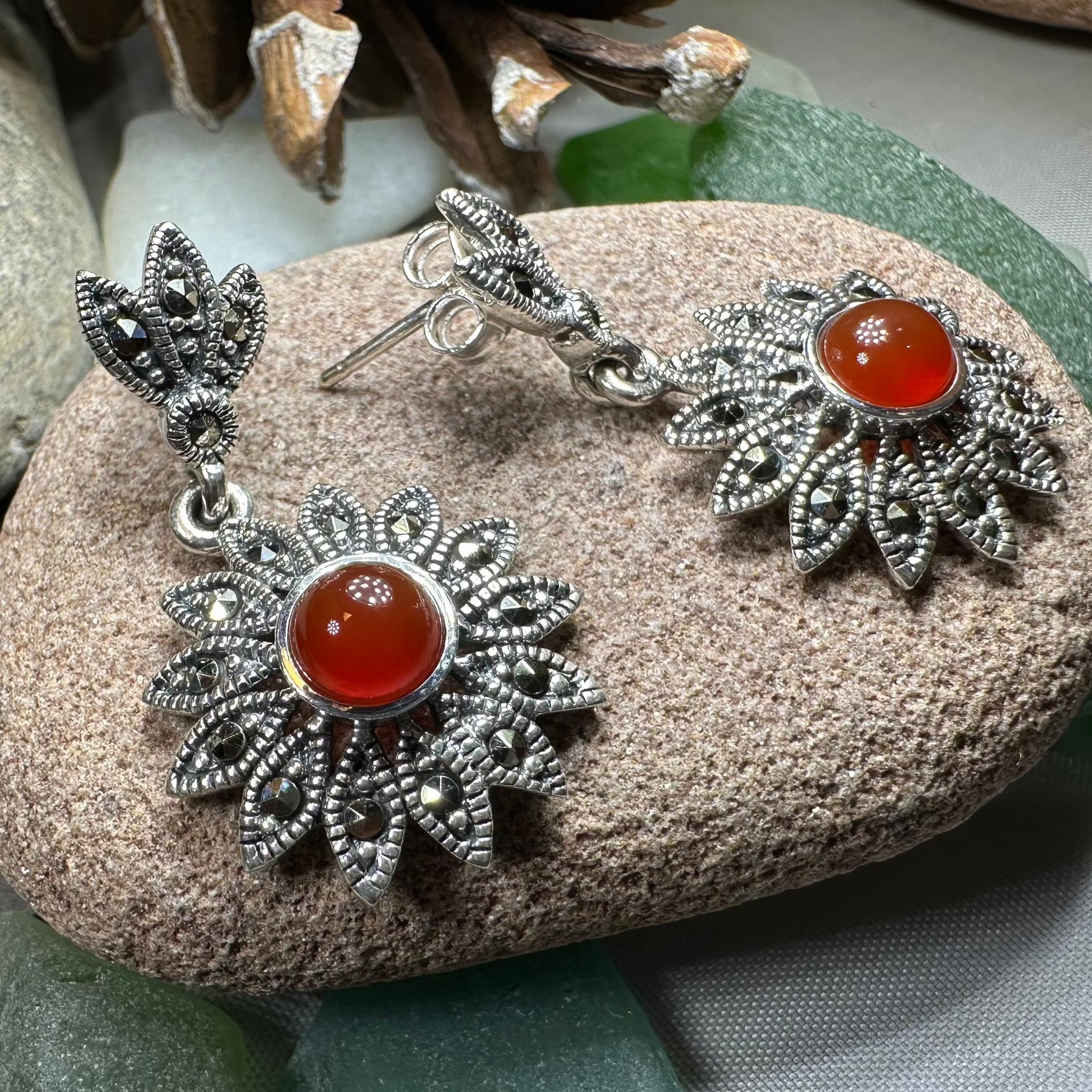 Serene Marcasite Flower Earrings