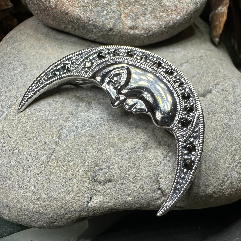 Midnight Goddess Moon Brooch