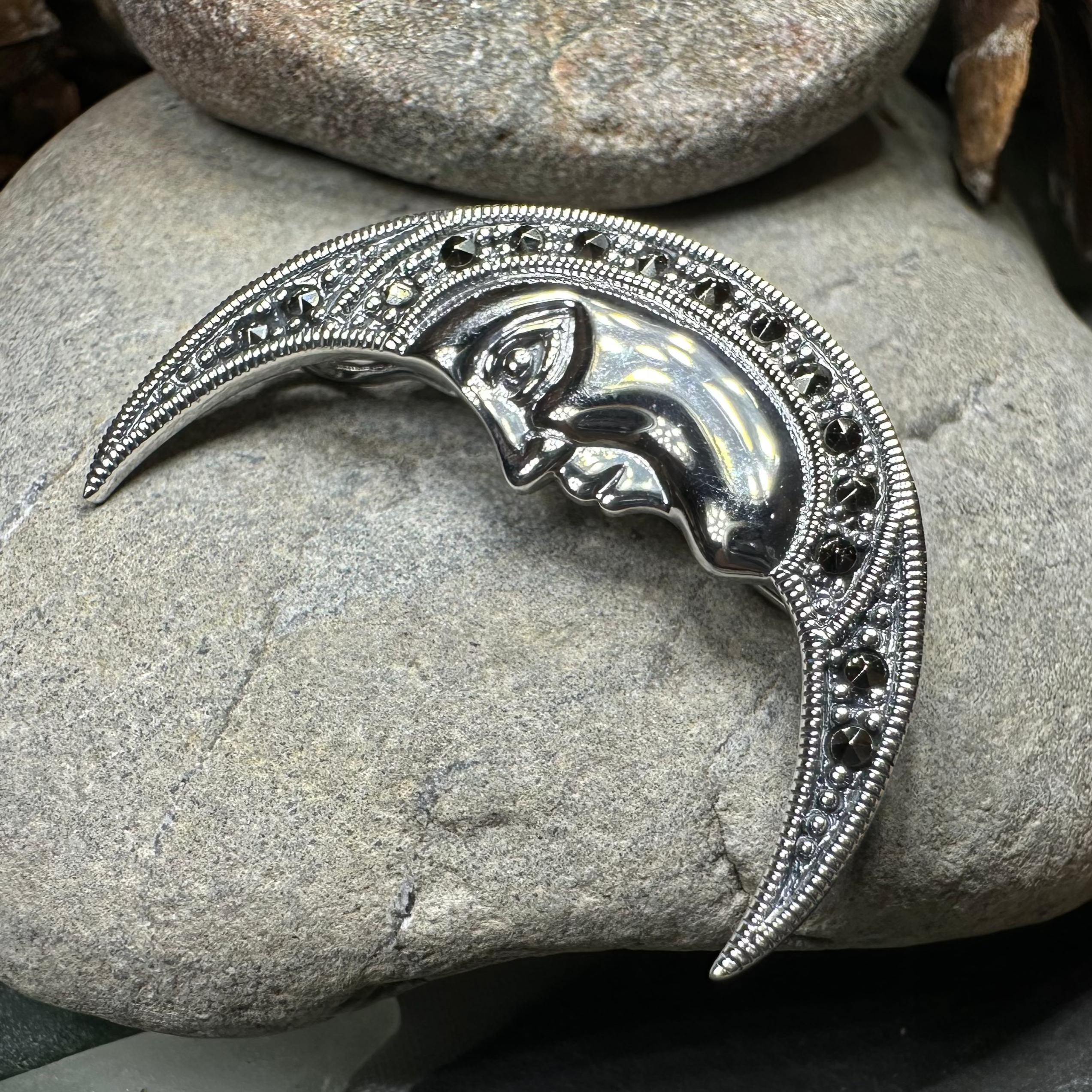 Midnight Goddess Moon Brooch