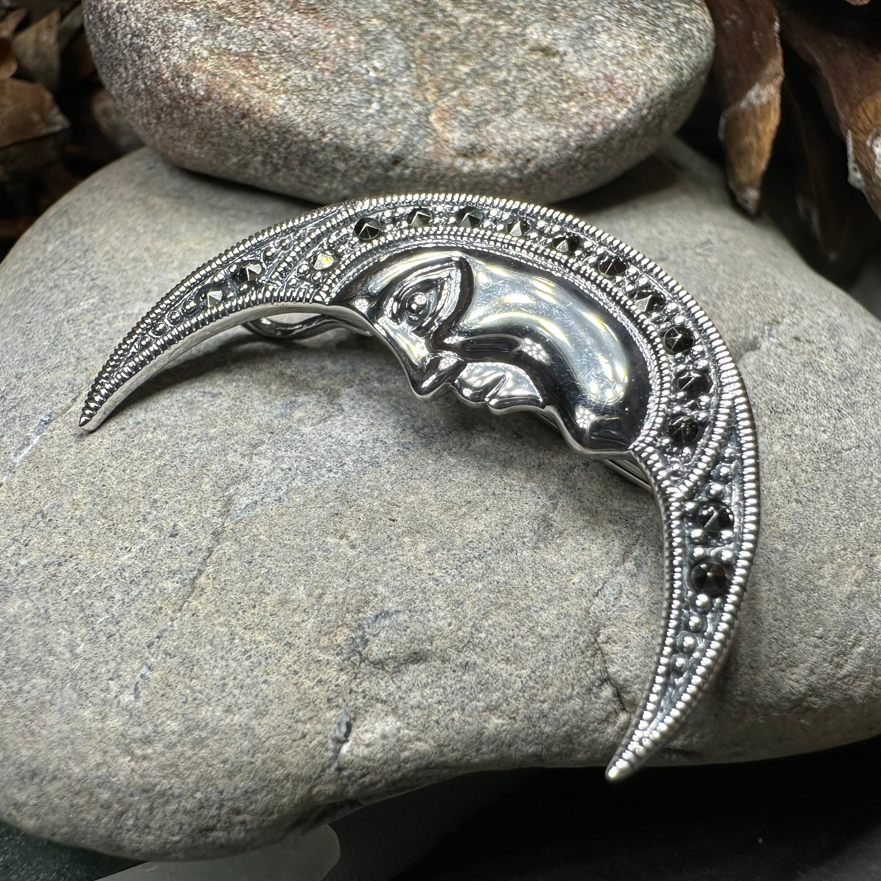 Midnight Goddess Moon Brooch