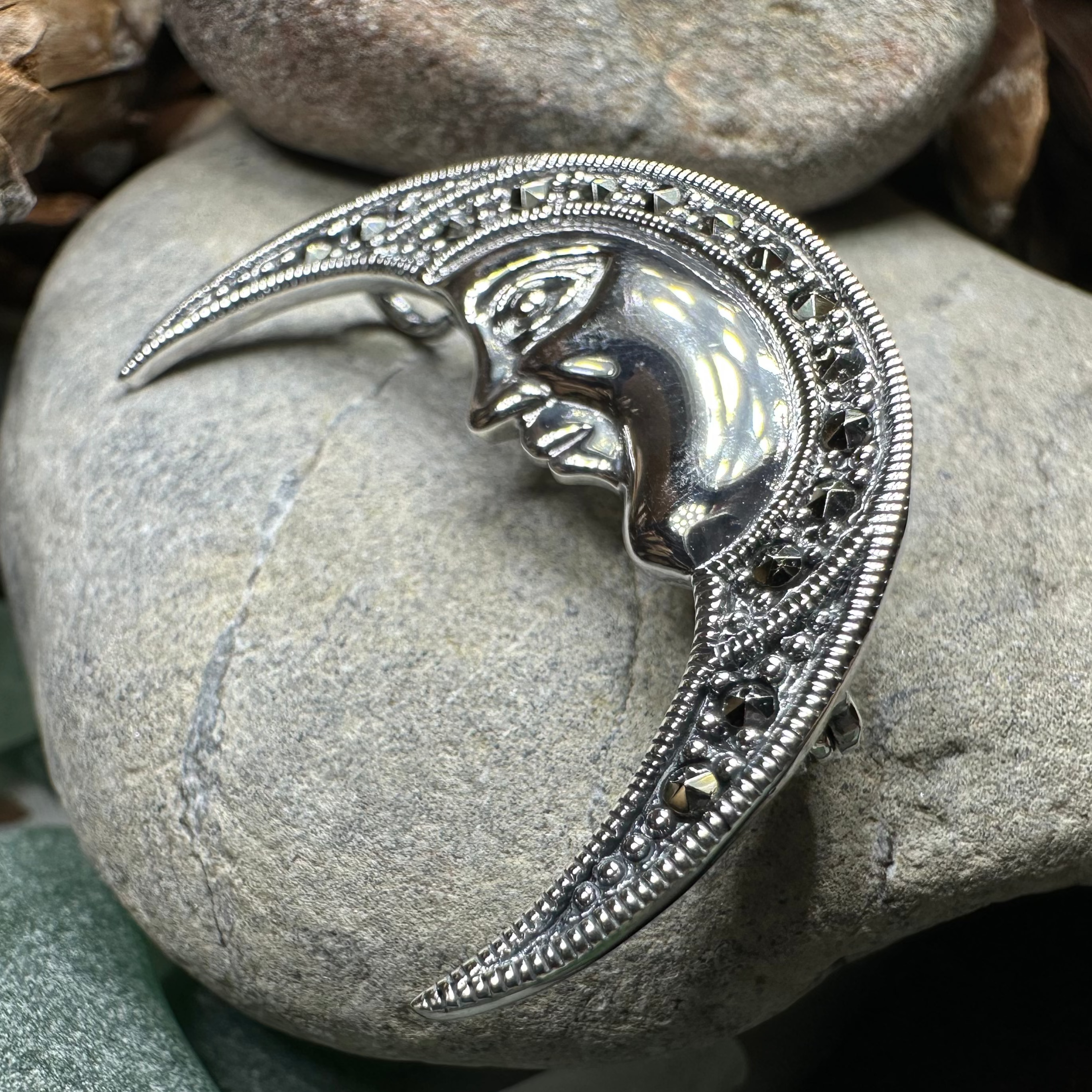 Midnight Goddess Moon Brooch
