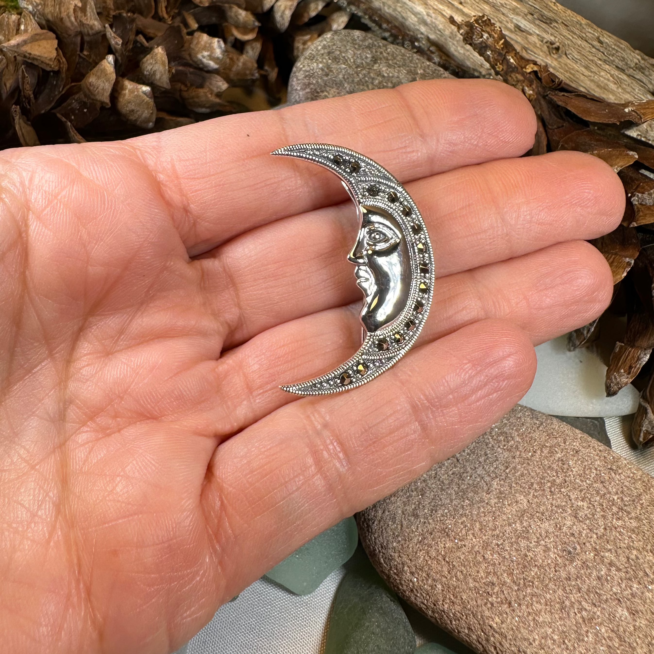 Midnight Goddess Moon Brooch