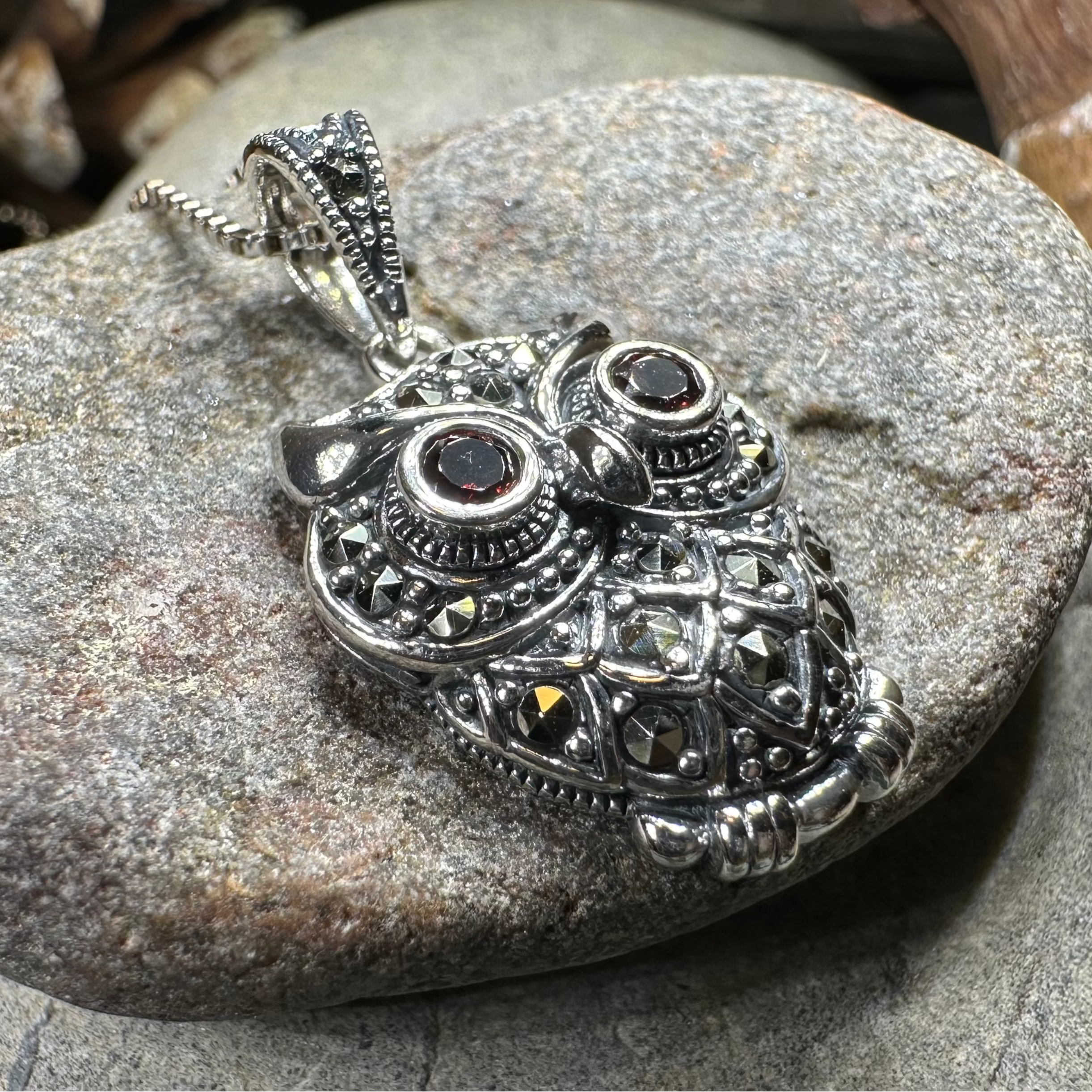 Halloway Marcasite Owl Necklace