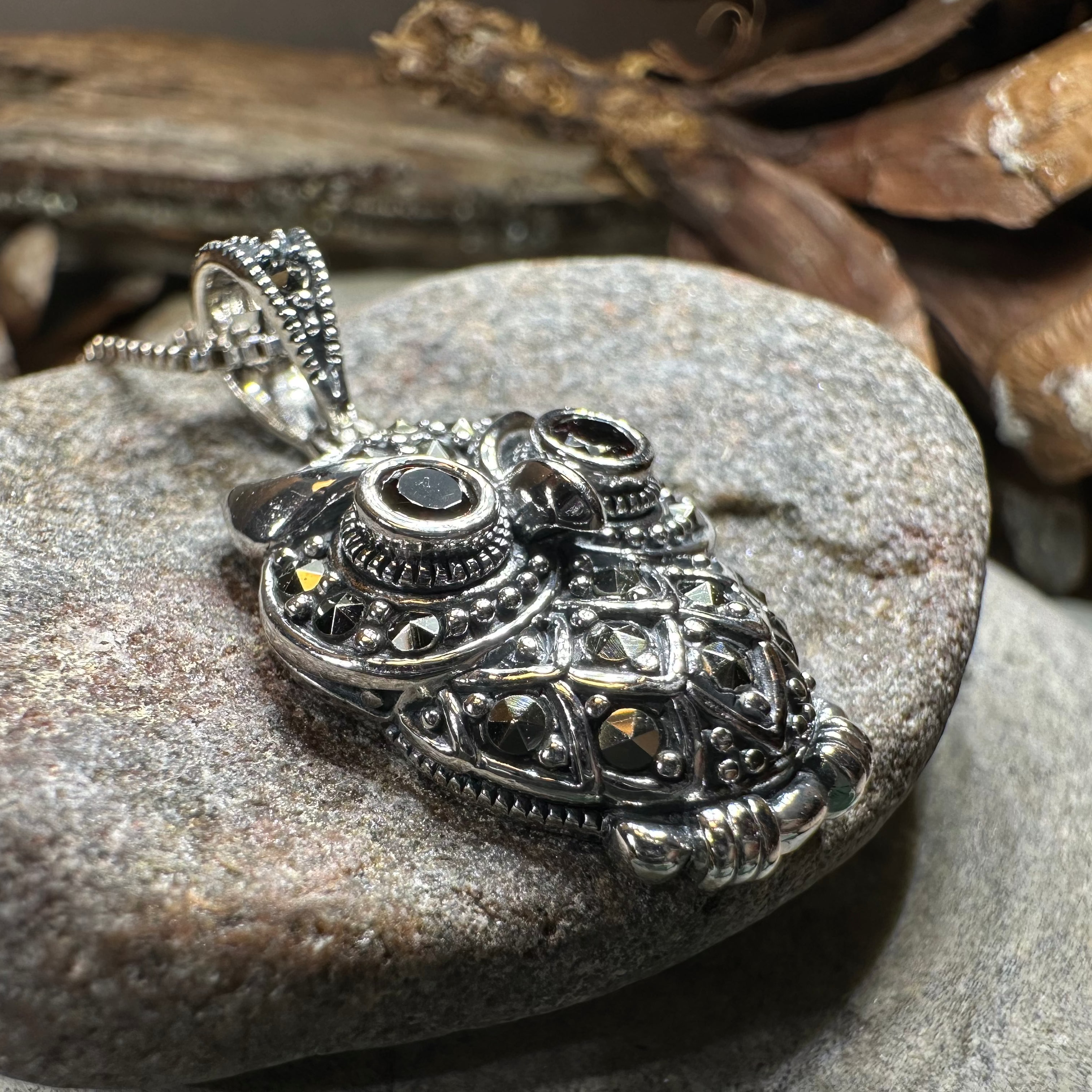 Halloway Marcasite Owl Necklace