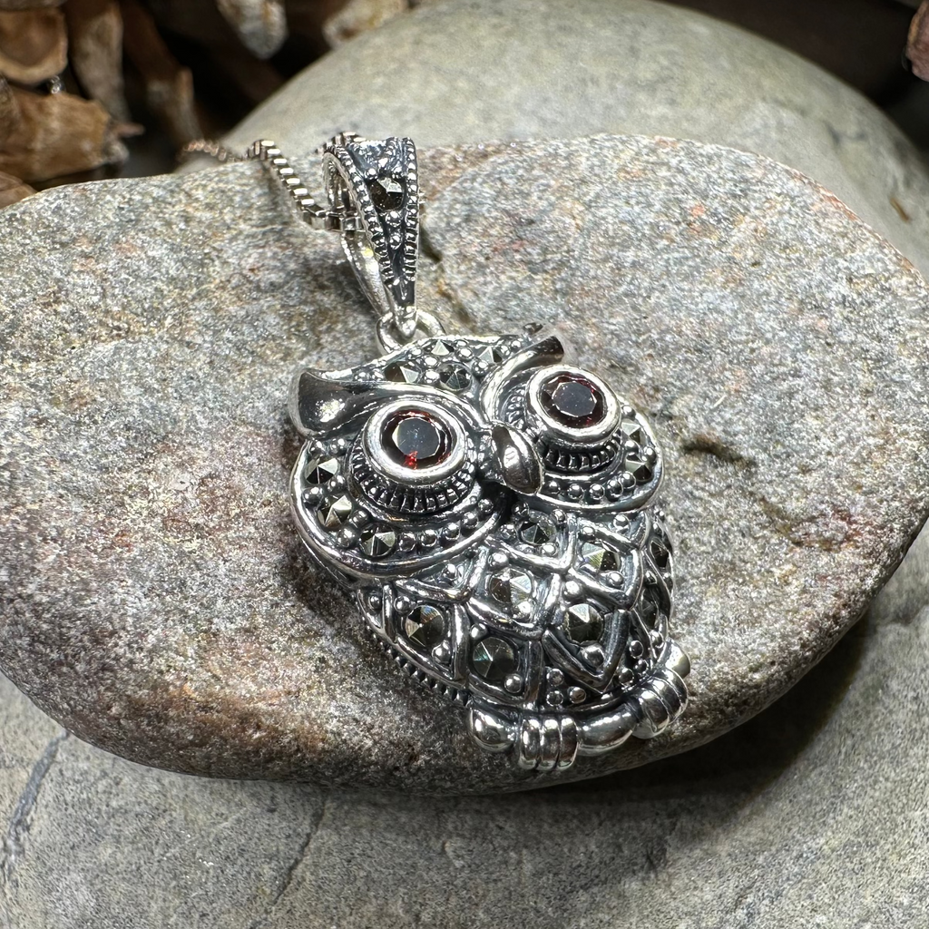 Halloway Marcasite Owl Necklace