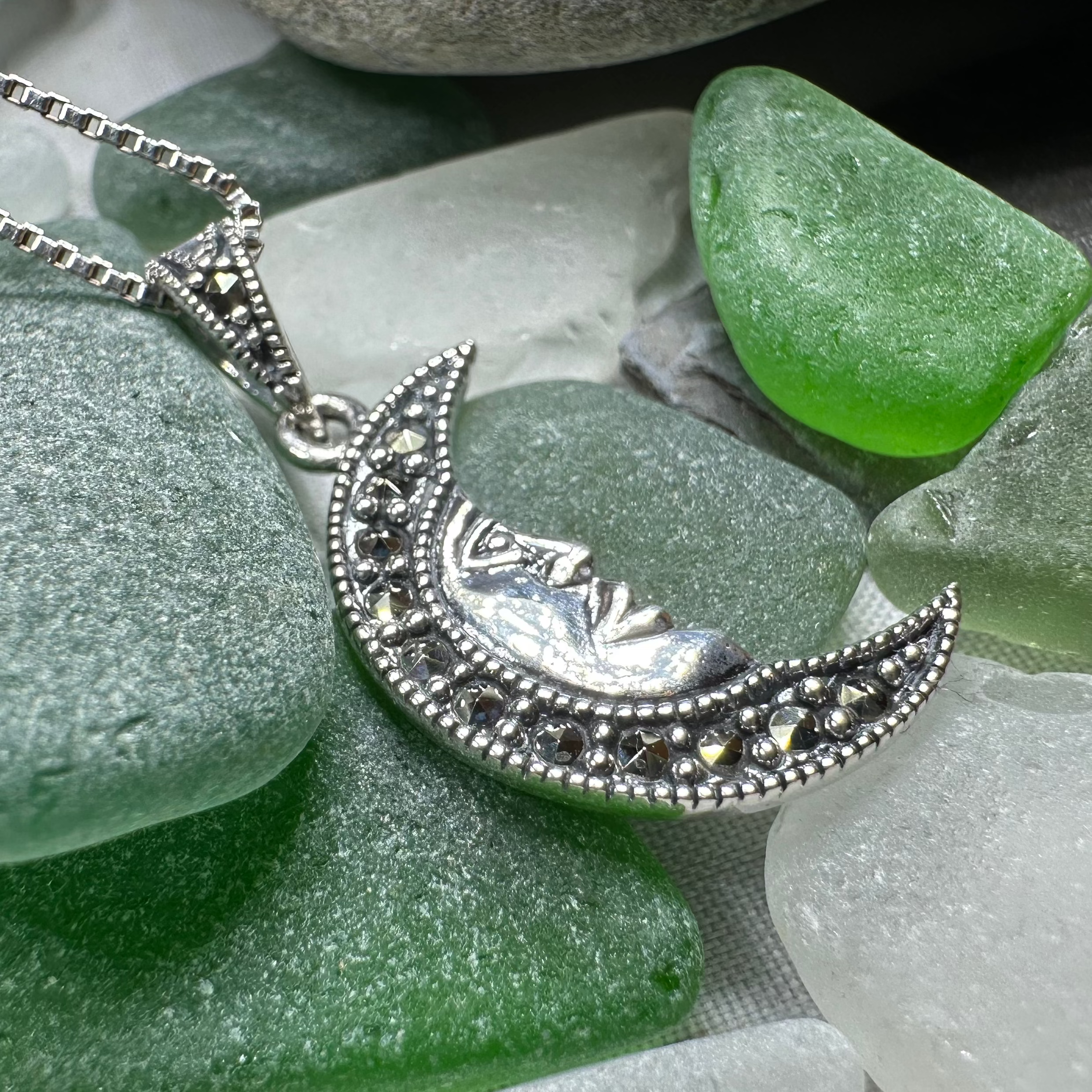 Marcasite Moon Dreamer Necklace