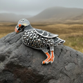 Coastal Puffin Marcasite Brooch in Sterling Silver