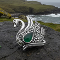 Eala Marcasite Swan Brooch in Sterling Silver