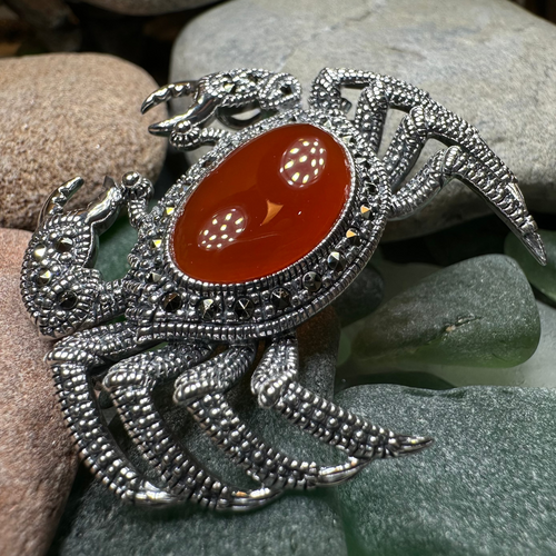 Carnelian Crab Brooch