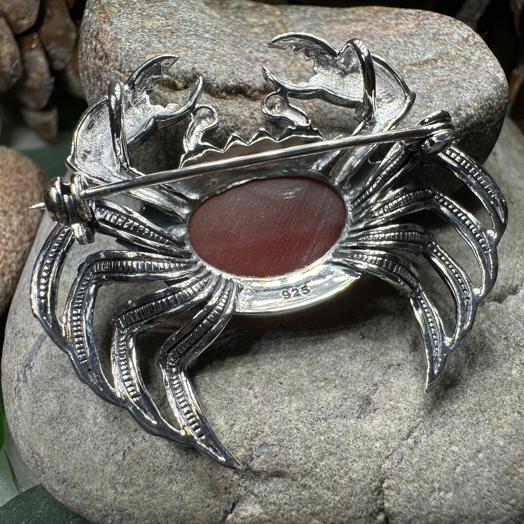 Carnelian Crab Brooch