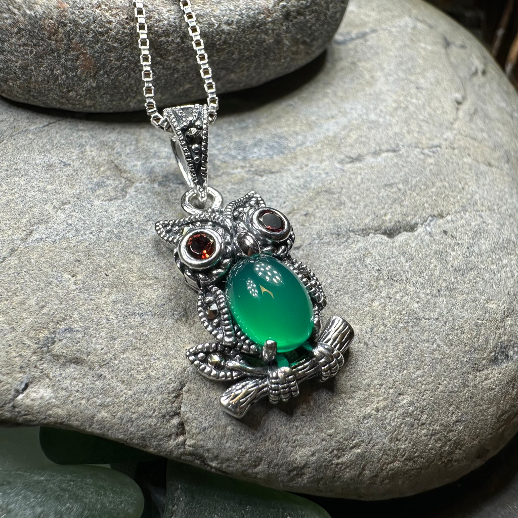 Emerald Aura Owl Necklace