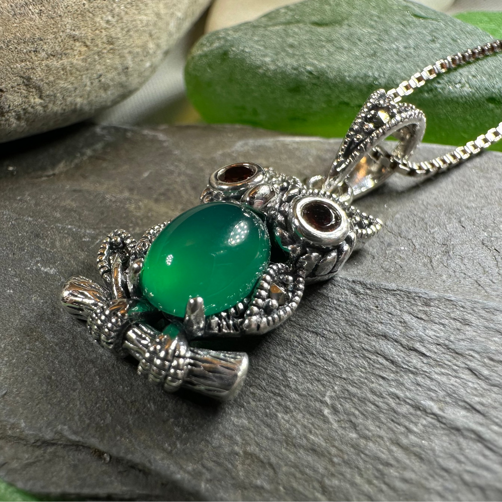 Emerald Aura Owl Necklace