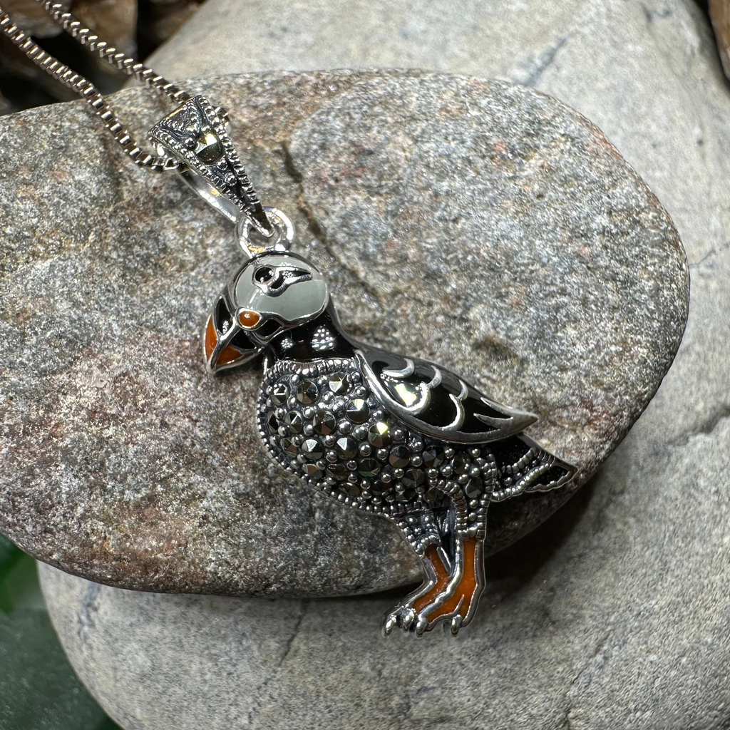 Coastal Puffin Marcasite Necklace